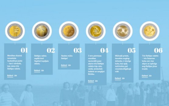 Sabiedrības balsojumā izvēlēsies kopīgas Baltijas valstu 100 gadu jubilejai veltītas divu eiro piemiņas monētas dizainu