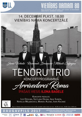 Tenoru Trio koncertprogrammā Arrivederci Roma