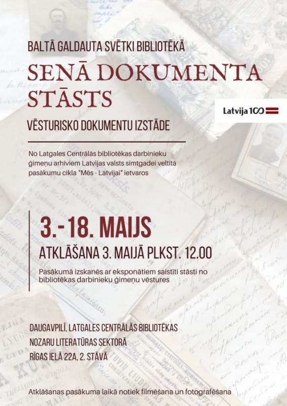 Baltā galdauta svētki bibliotēkā – izstāde “Senā dokumenta stāsts”