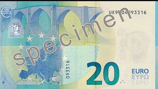 Frankfurtē publiskota jaunā 20 eiro banknote