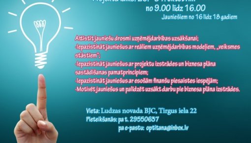 Ludzas novada jaunieši tiek aicināti iepazīties ar uzņēmējdarbības pamatiem