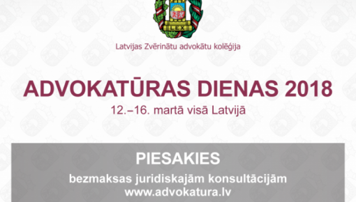 Iedzīvotājus aicina pieteikties bezmaksas konsultācijām advokatūras dienās