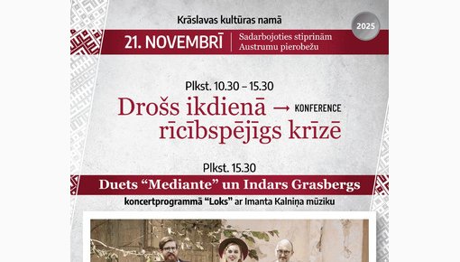 Krāslavā notiks konference “Drošs ikdienā – rīcībspējīgs krīzē”
