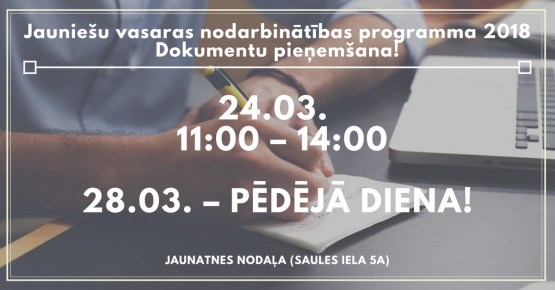 24.martā dokumentu pieņemšana vasaras nodarbinātības programmā