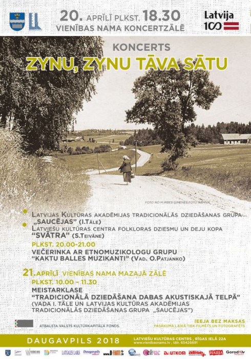 Vienības nama koncertzālē tradicionālās mūzikas vakars “ZYNU, ZYNU TĀVA SĀTU” ar večerinku