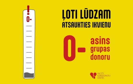 Valsts asinsdonoru centrs aicina ziedot asinis