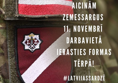 11. novembrī zemessargus aicina uz darbu ierasties formas tērpos